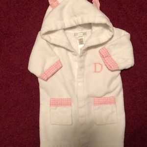 Pottery Barn Kids bathrobe 0-9 months custom “D”